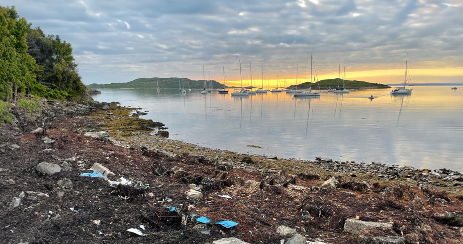 littered beach 